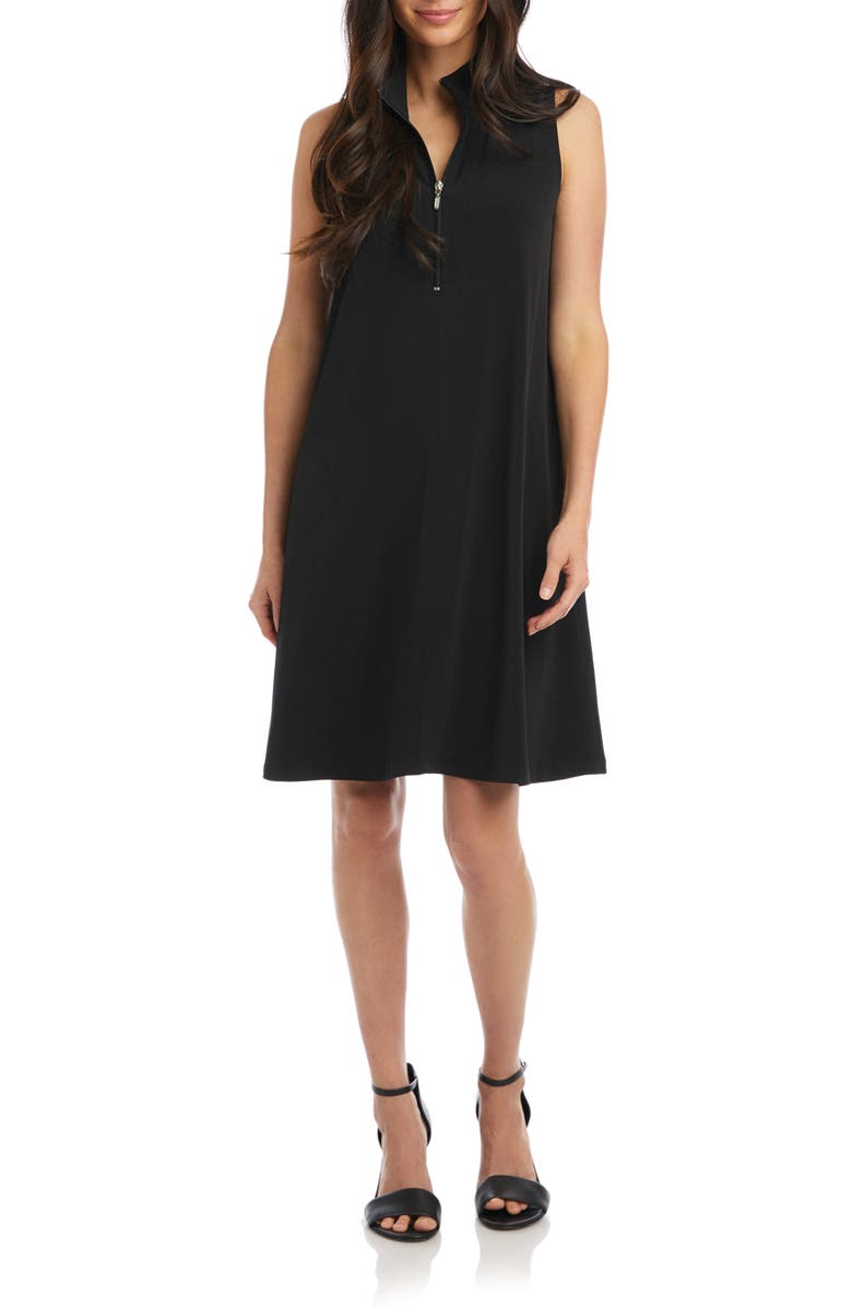 Karen Kane Travel Half Zip Shift Dress, Main, color, Black