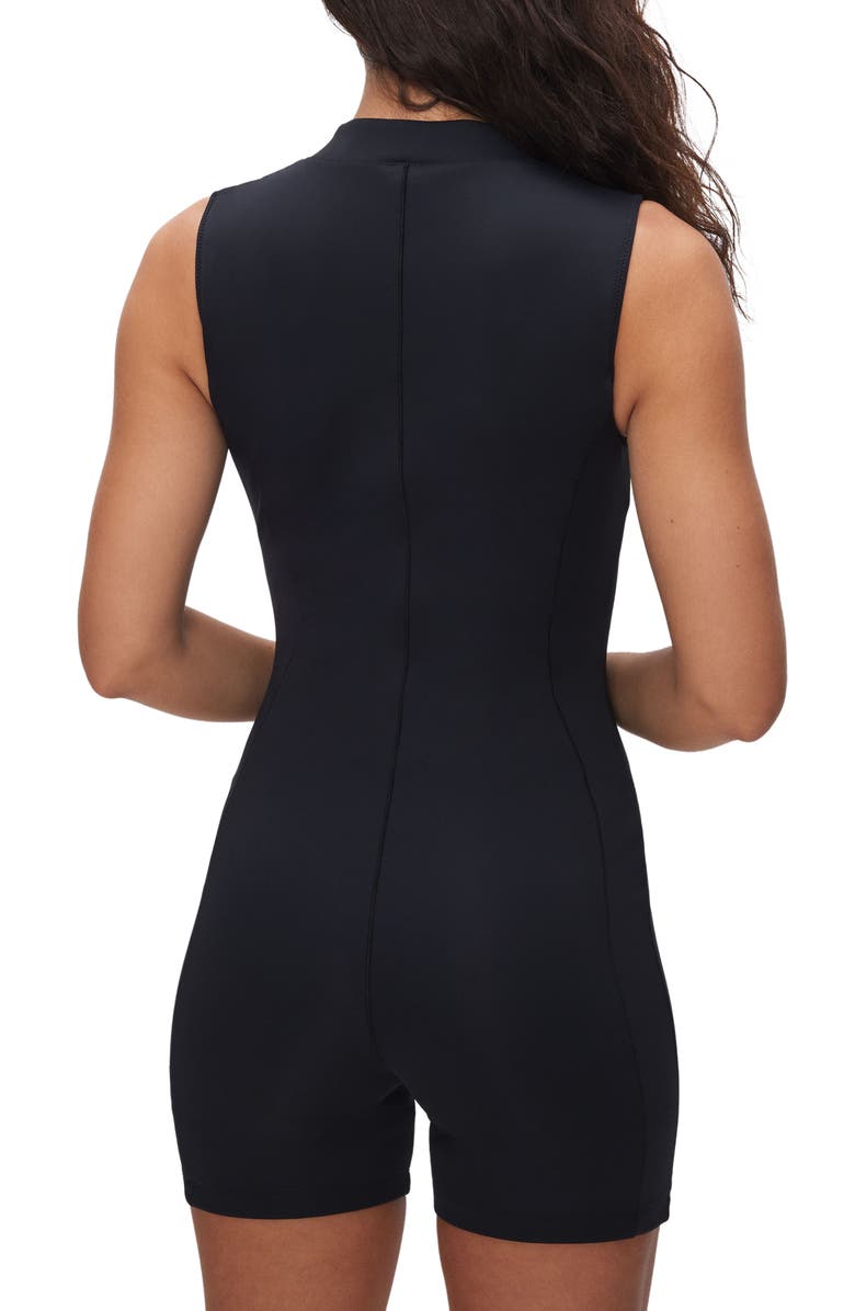 Good American Compression Zip-Up One-Piece Swimsuit, Alternate, color, 