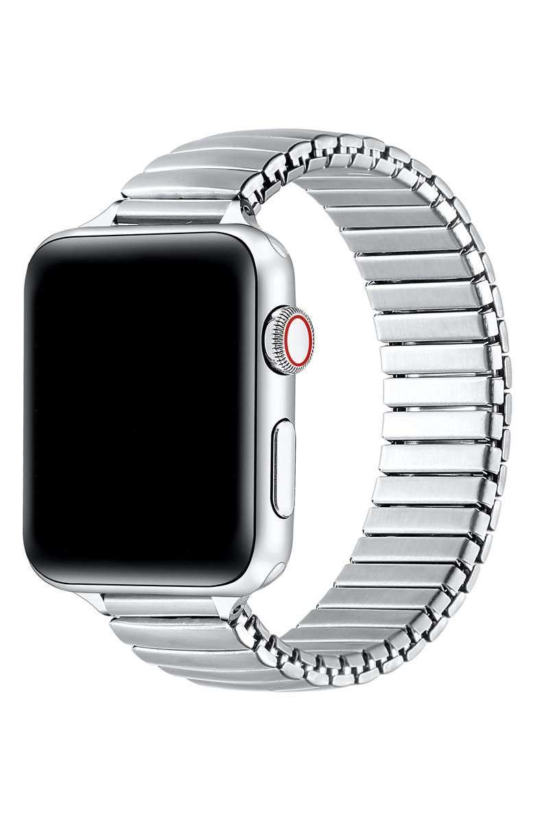 The Posh Tech Slink Elastic Stainless Steel Apple Watch<sup>®</sup> Watchband, Alternate, color, Silver