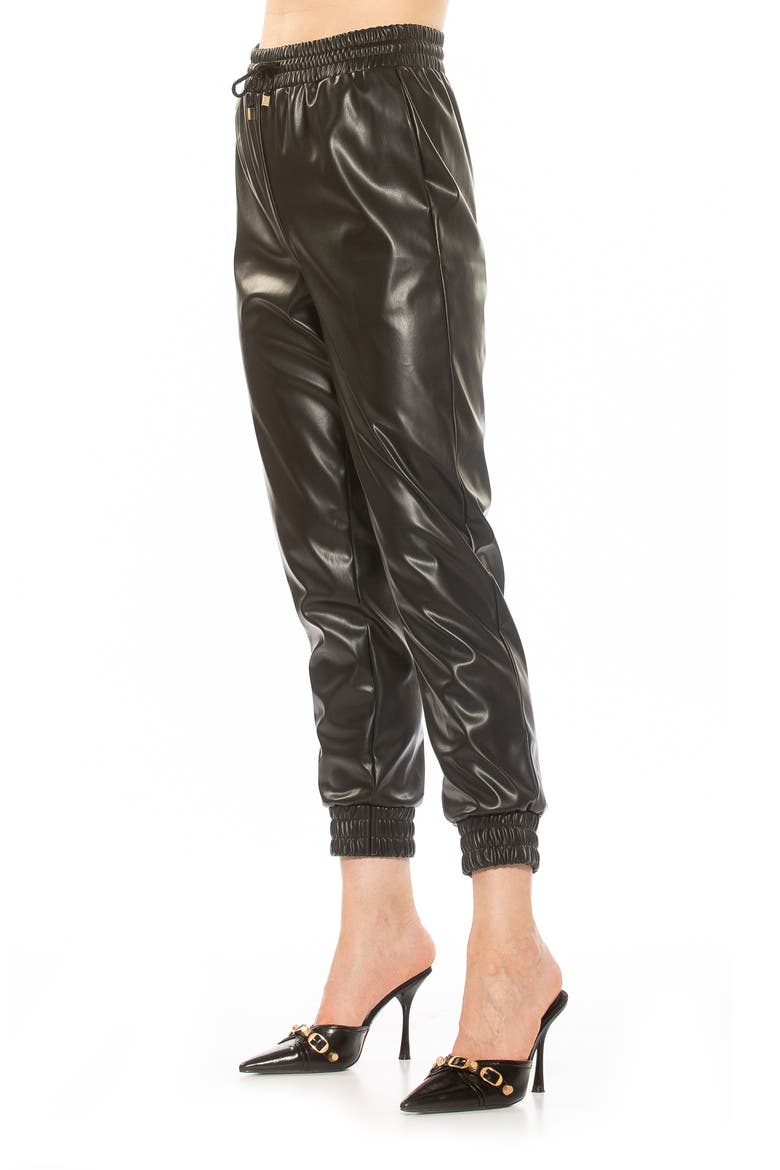 Axel Faux Leather Joggers, Alternate, color, BLACK