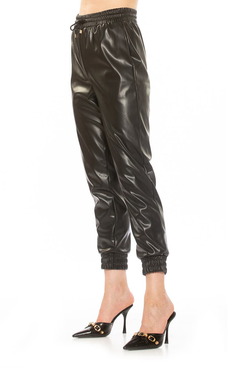Alexia Admor Axel Faux Leather Joggers, Alternate, color, Black
