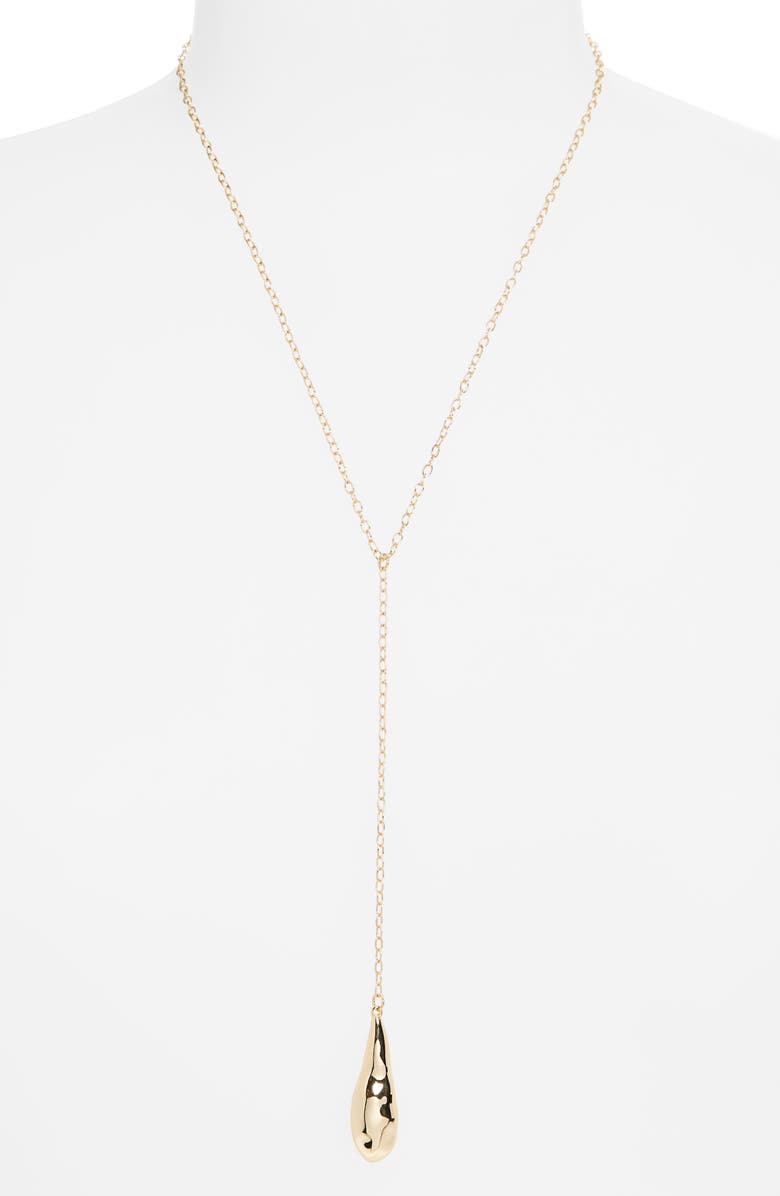 NORDSTROM RACK Teardrop Y-Drop Pendant Necklace, Alternate, color, Gold