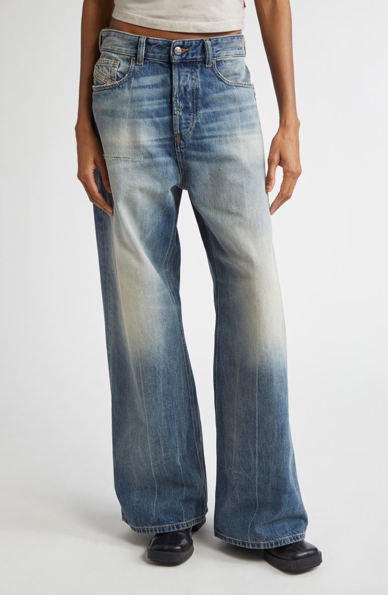 DIESEL<sup>®</sup> 1996 D-Sire Rip & Repair Low Rise Wide Leg Jeans, Main, color, 