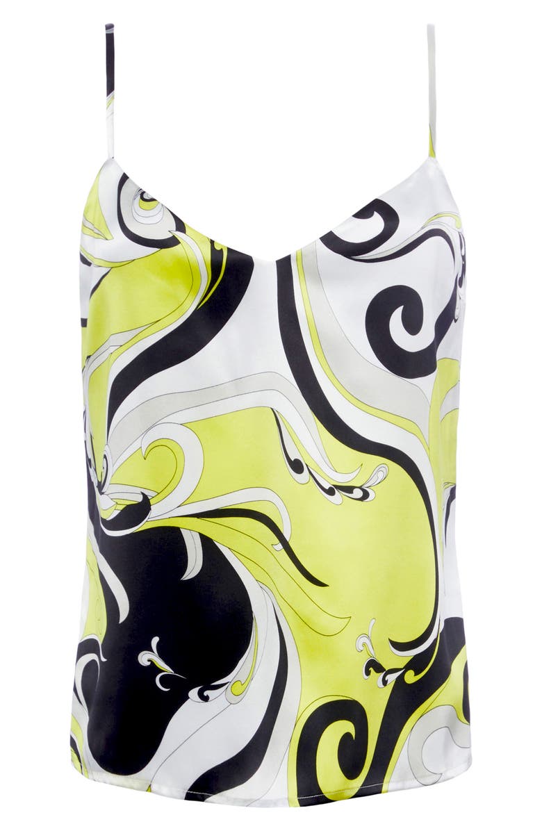 L'AGENCE Jane Silk Camisole, Alternate, color, Black/ White Saint Martin