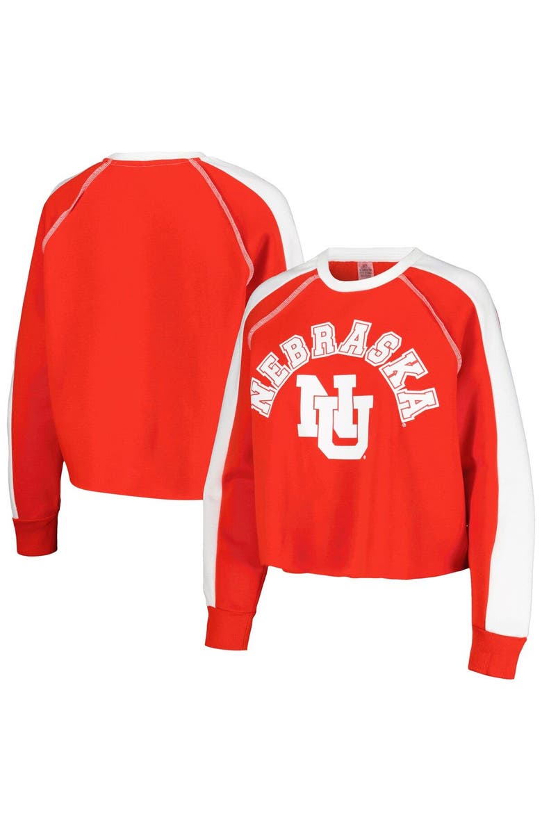 GAMEDAY COUTURE Women's Gameday Couture Scarlet Nebraska Huskers Blindside Raglan Cropped Pullover Sweatshirt, Main, color, Scarlet