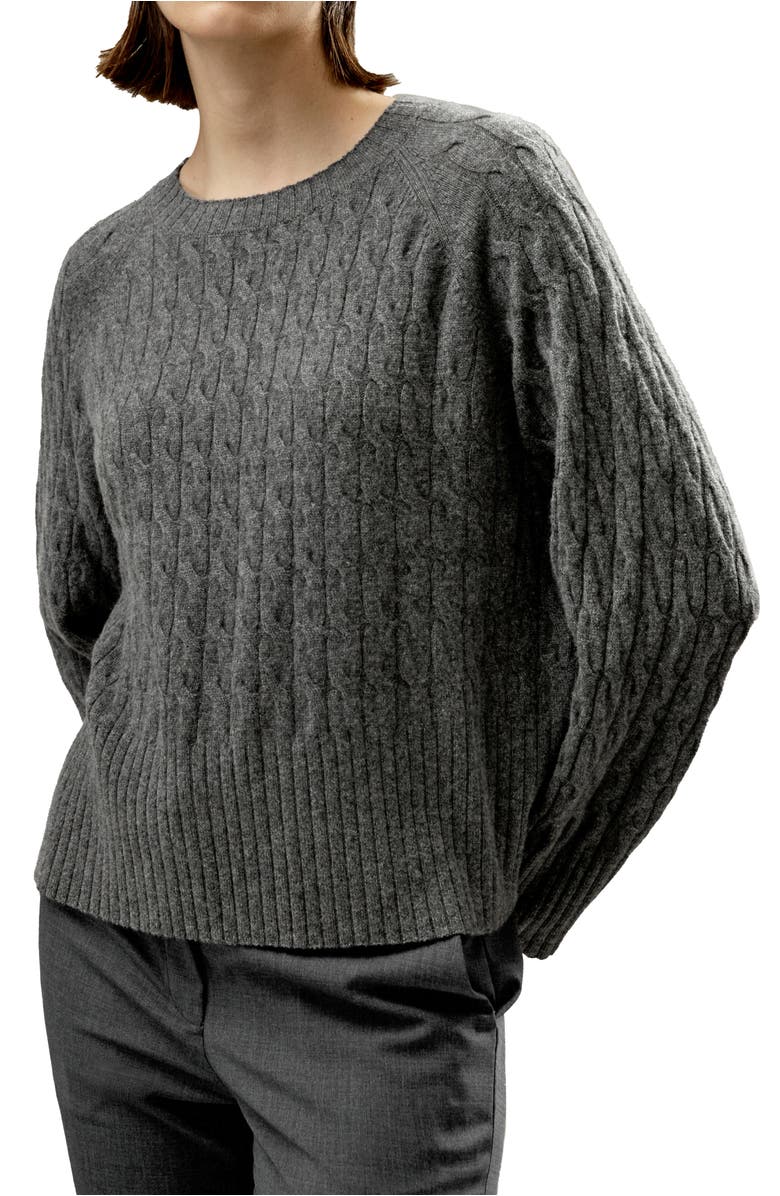 Lilysilk Baby Cashmere Cable-knit Sweater, Main, color, Medium Gray