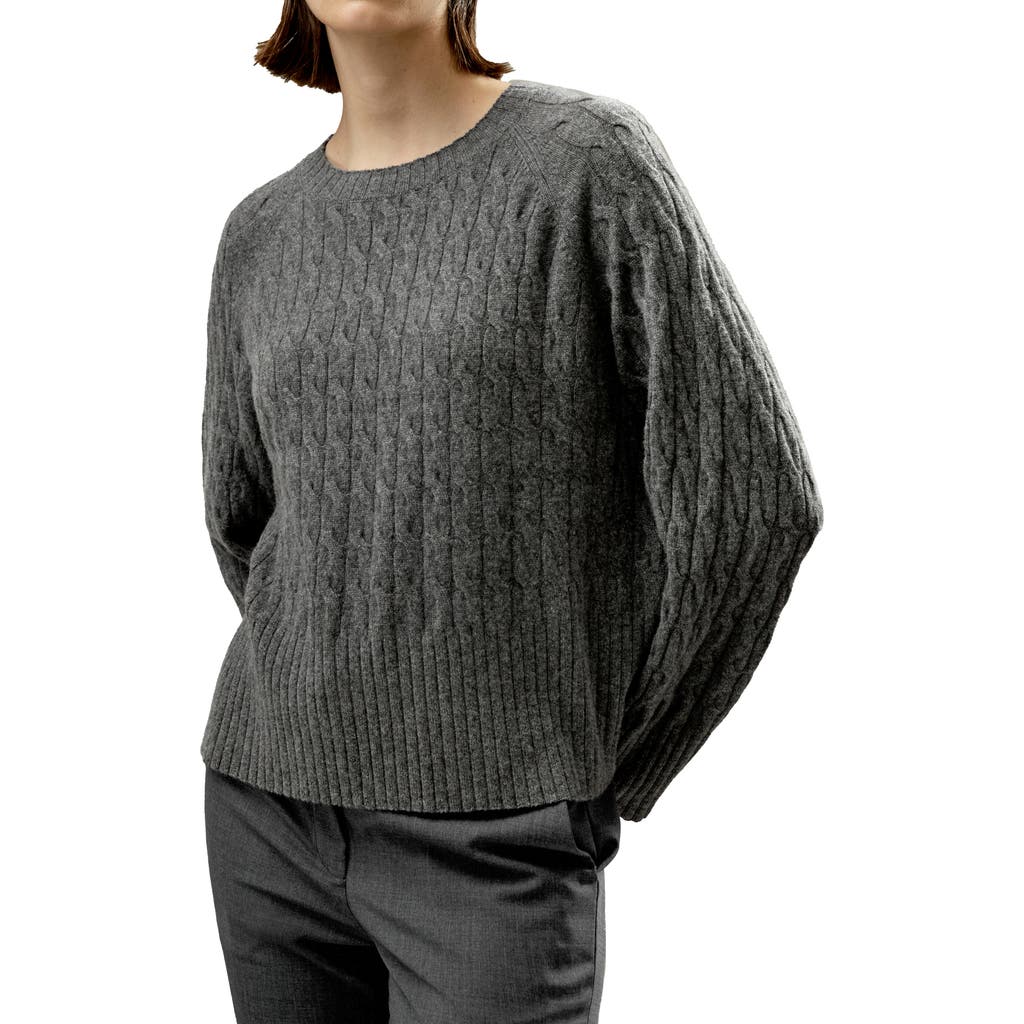 Lilysilk Baby Cashmere Cable-knit Sweater in Medium Gray  product