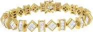 Haus of Brilliance 14K Yellow Gold 7.50 Cttw Princess and Baguette Diamond Geometric Link Bracelet