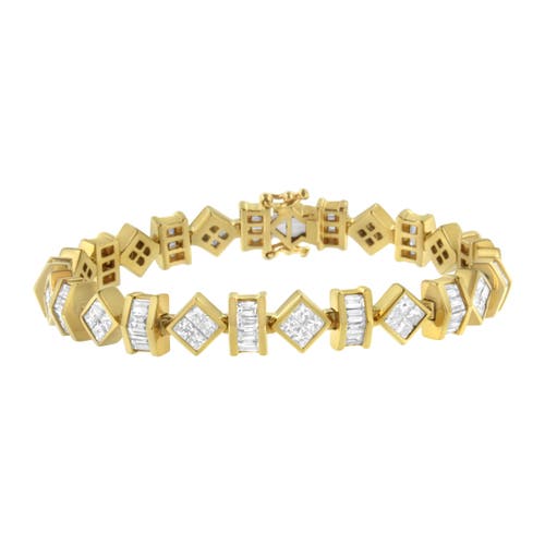 Haus of Brilliance 14K Yellow Gold 7.50 Cttw Princess and Baguette Diamond Geometric Link Bracelet at Nordstrom