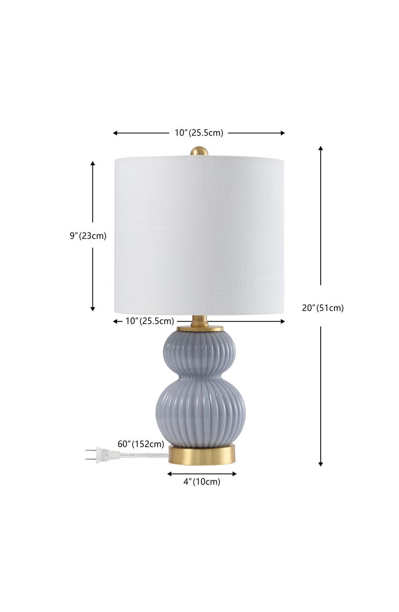 JONATHAN Y Daphne Ribbed Metal/Glass LED Table Lamp, Alternate, color, Gray