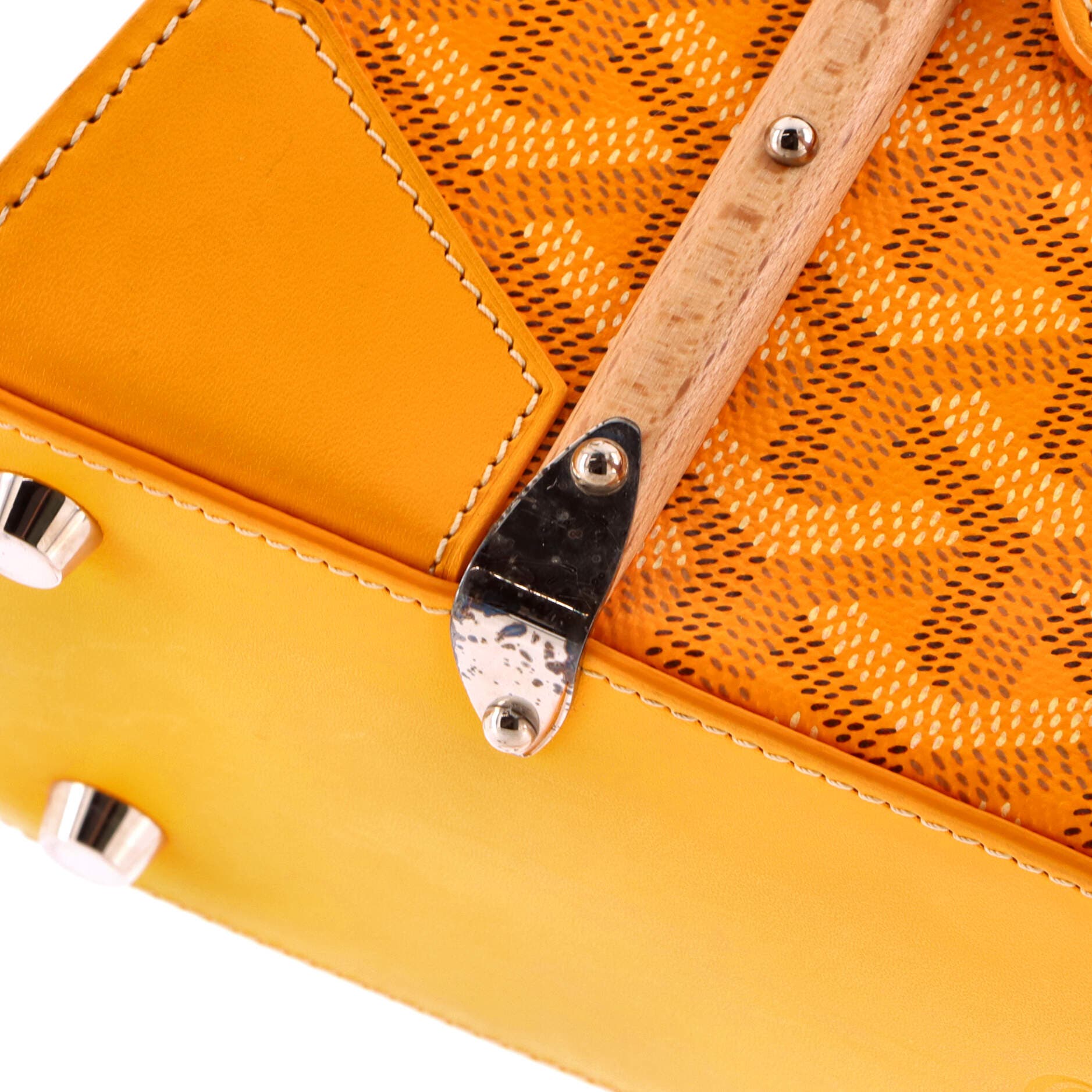 Pre-Owned Goyard Structured Saigon Top Handle Bag Coated Canvas with Leather Mini, Alternate, color, Yellow