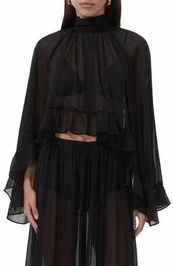 AFRM Hadlie Sheer Rhinestone Chiffon Top