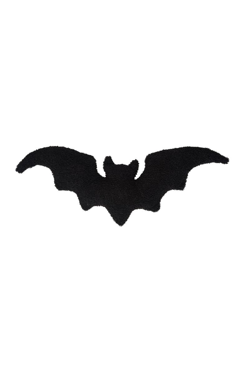 Black Bat Shaped Halloween Accent Pillow 10" x 22", Main, color, Black