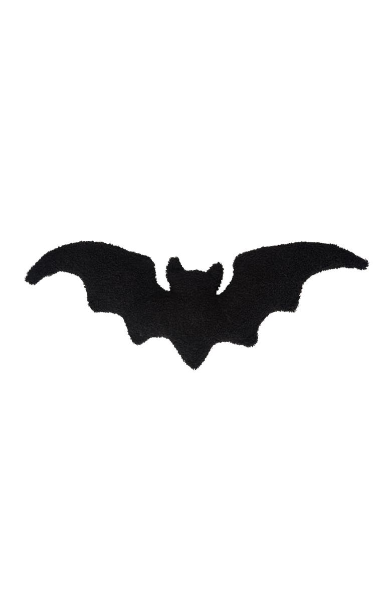 C&F Home Black Bat Shaped Halloween Accent Pillow 10" x 22", Main, color, Black