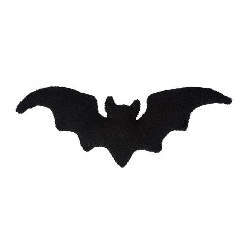 Black Bat Shaped Halloween Accent Pillow 10" x 22"
