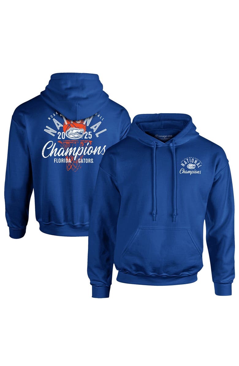 IMAGE ONE Men's Royal Florida Gators 2025 NCAA Men's Basketball National Champions Comfort Colors Overlay Pullover Hoodie, Alternate, color, 