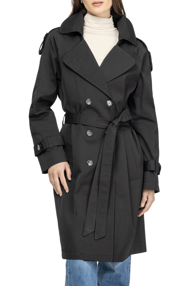 Lightweight Belted Trench Coat, Main, color, BLACK
