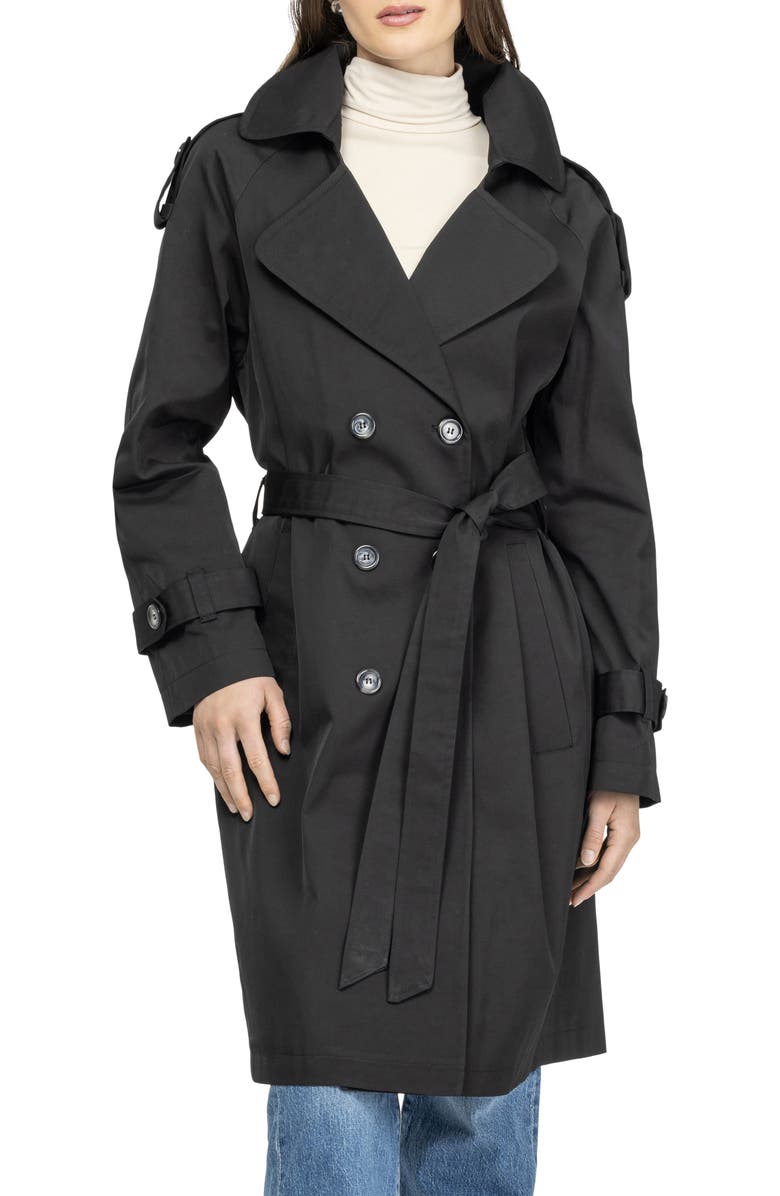GORSKI Lightweight Belted Trench Coat, Main, color, Black