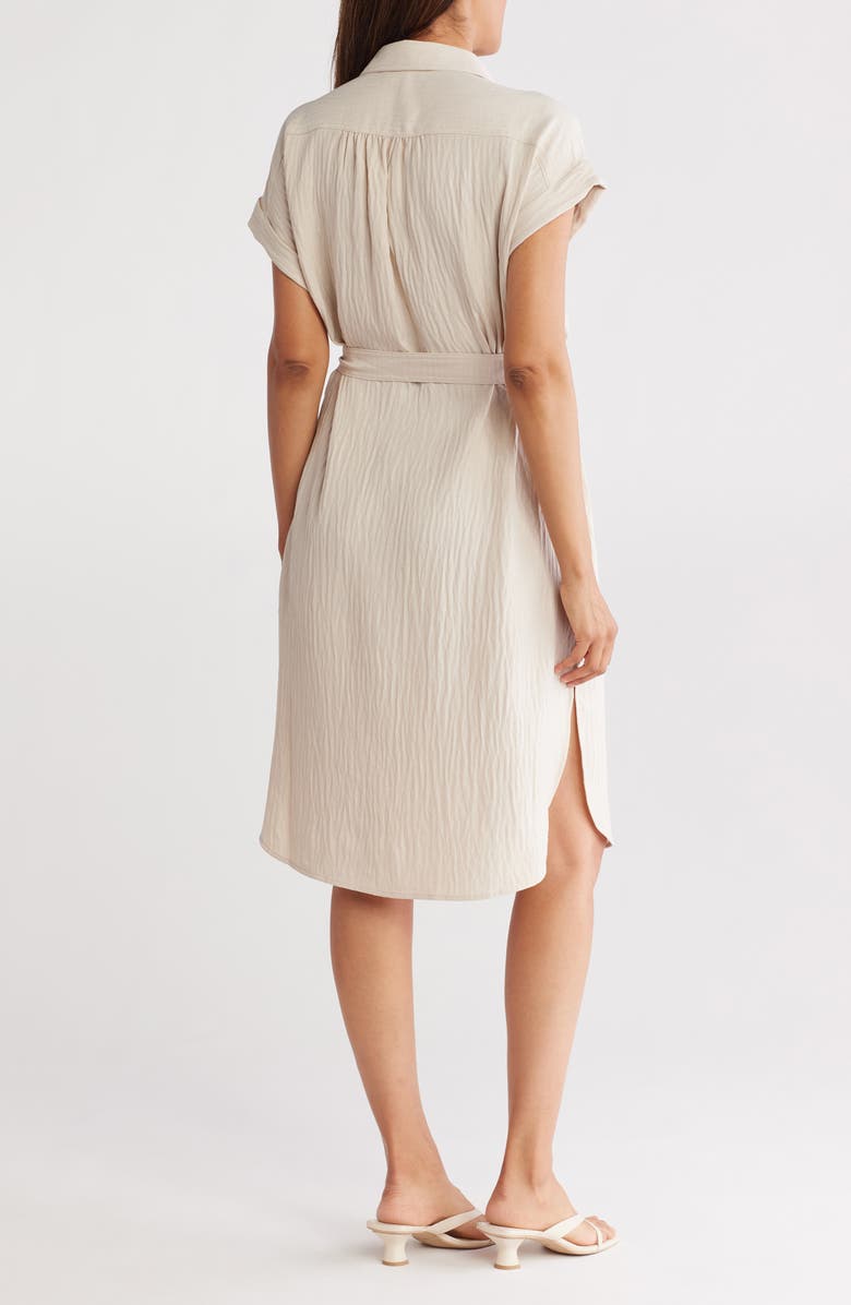 MAX STUDIO Textured Short Sleeve Midi Shirtdress, Alternate, color, Heather Oatmeal