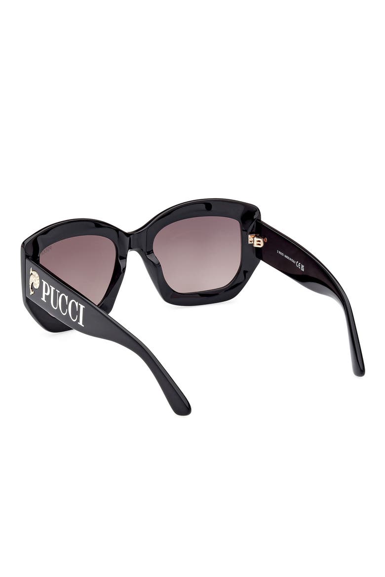 54mm Geometric Sunglasses, Alternate, color, BLACK/ GOLD / GRADIENT SMOKE