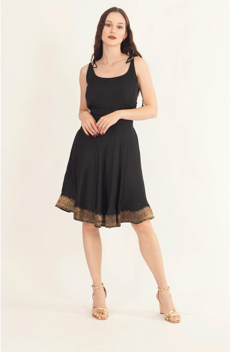 RAAS Zila Mini Dress with Bow Tie, Alternate, color, Black