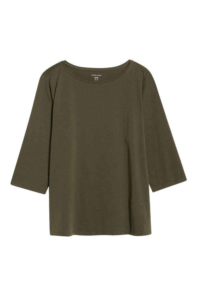 Bateau Neck Organic Cotton Top, Alternate, color, WOODLAND