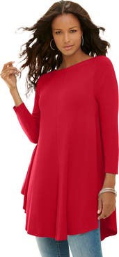 Roaman's Plus Size Boatneck Swing Ultra Drape Tunic Top