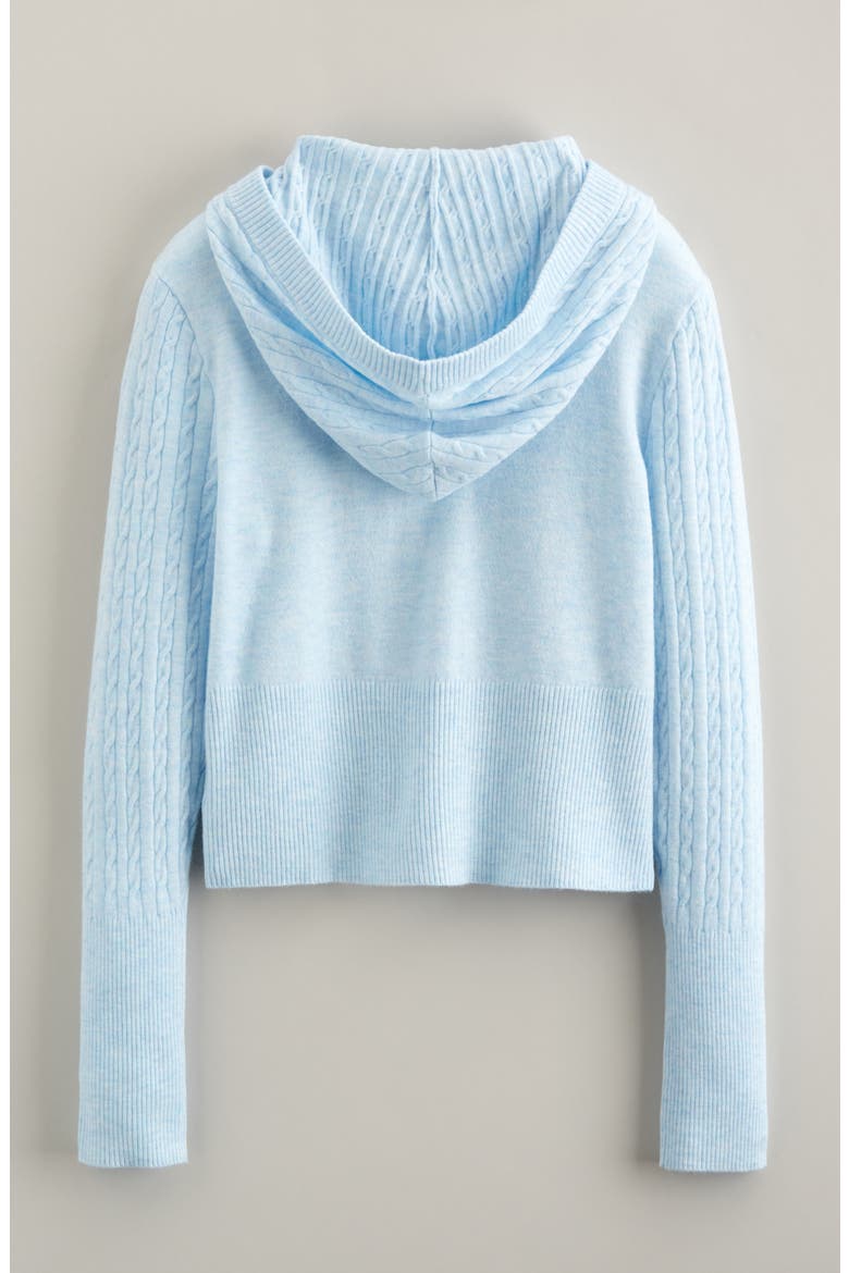 Cable Knit Zip Front Hoodie, Alternate, color, BLUE DIAMOND