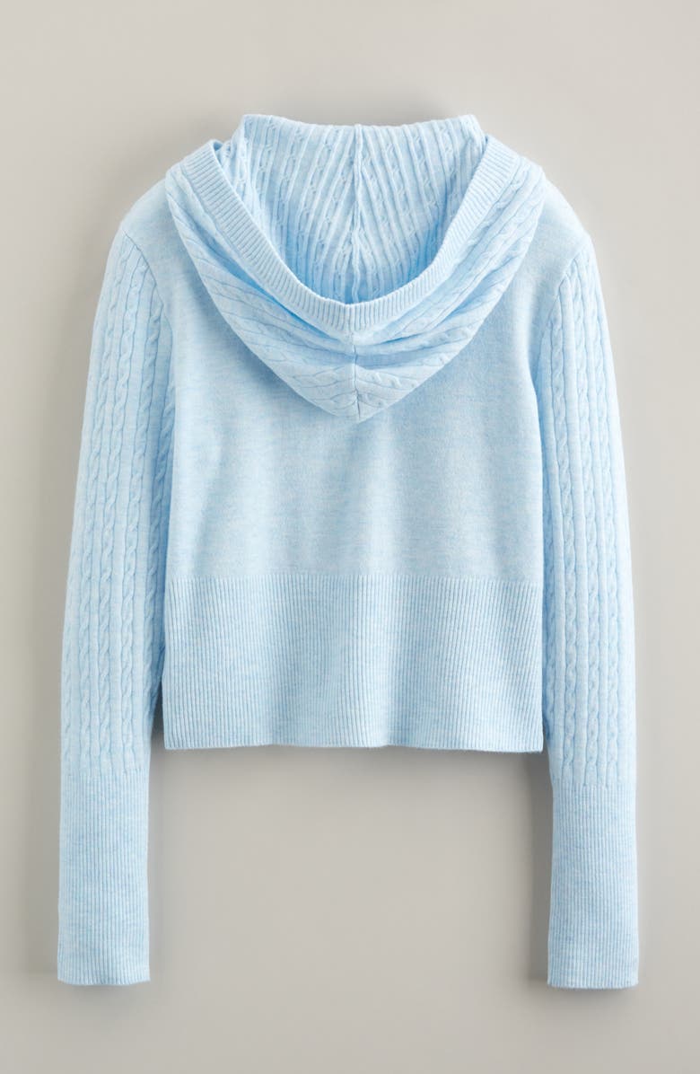 Nordstrom Cable Knit Zip Front Hoodie, Alternate, color, Blue Diamond