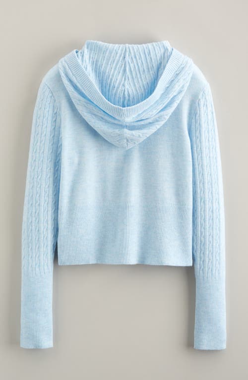 Nordstrom Cable Knit Zip Front Hoodie In Blue