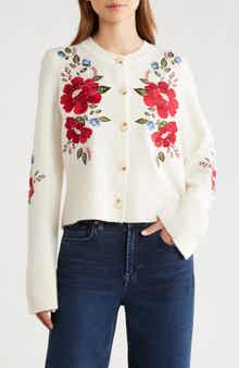 Embroidered Flowers Wool Cardigan