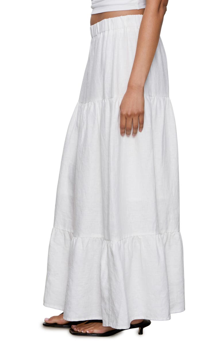 Sanctuary The Prairie Tiered Linen Maxi Skirt, Alternate, color, White