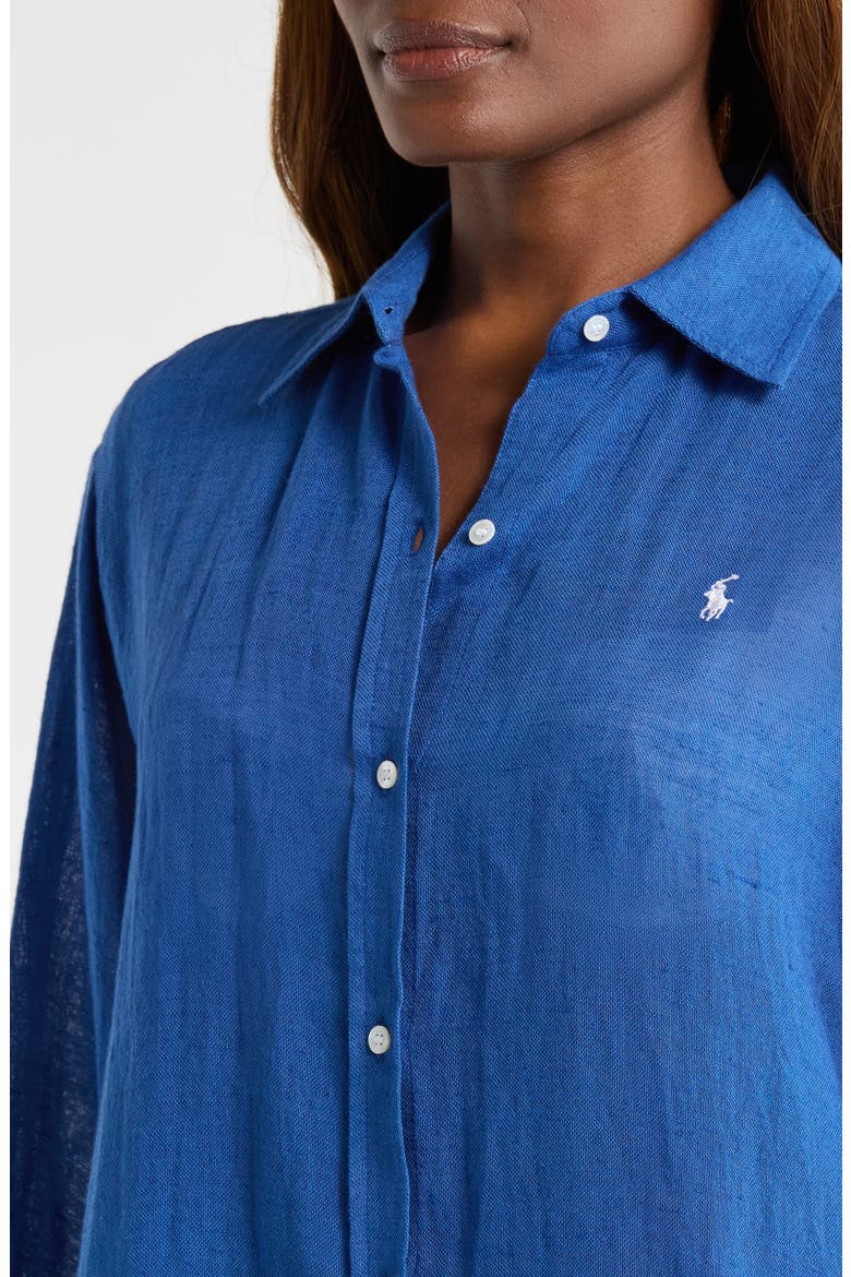 Boyfriend Long Sleeve Cover-Up Tunic, Alternate, color, ULTRAMARINE