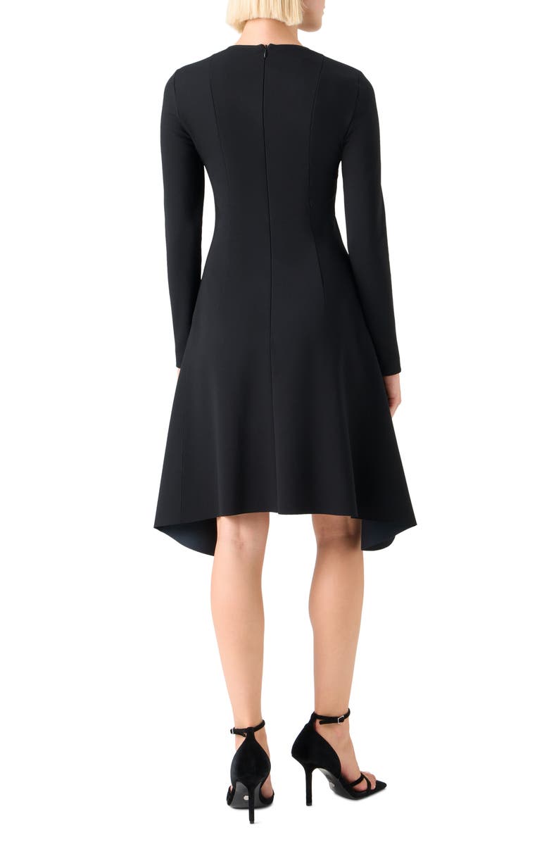 Akris punto Long Sleeve Asymmetric Midi Dress, Alternate, color, Black