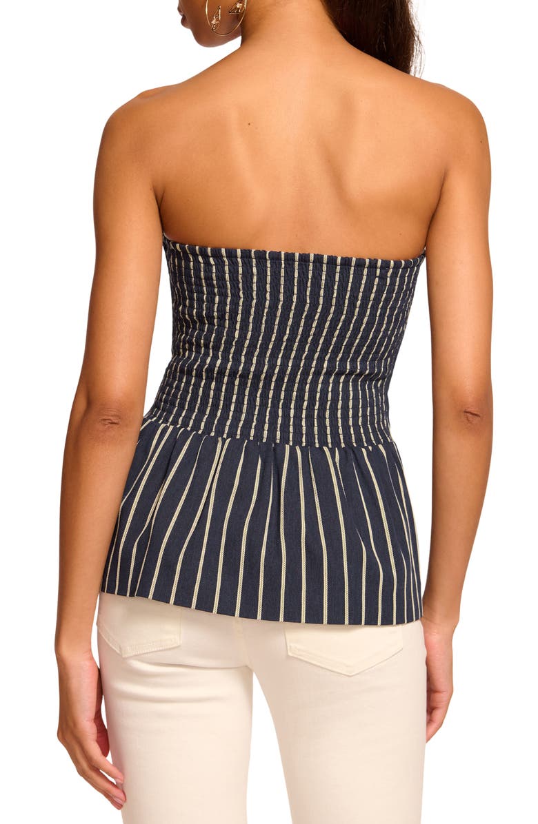 Ramy Brook Tiffany Stripe Strapless Vest, Alternate, color, Navy Canvas
