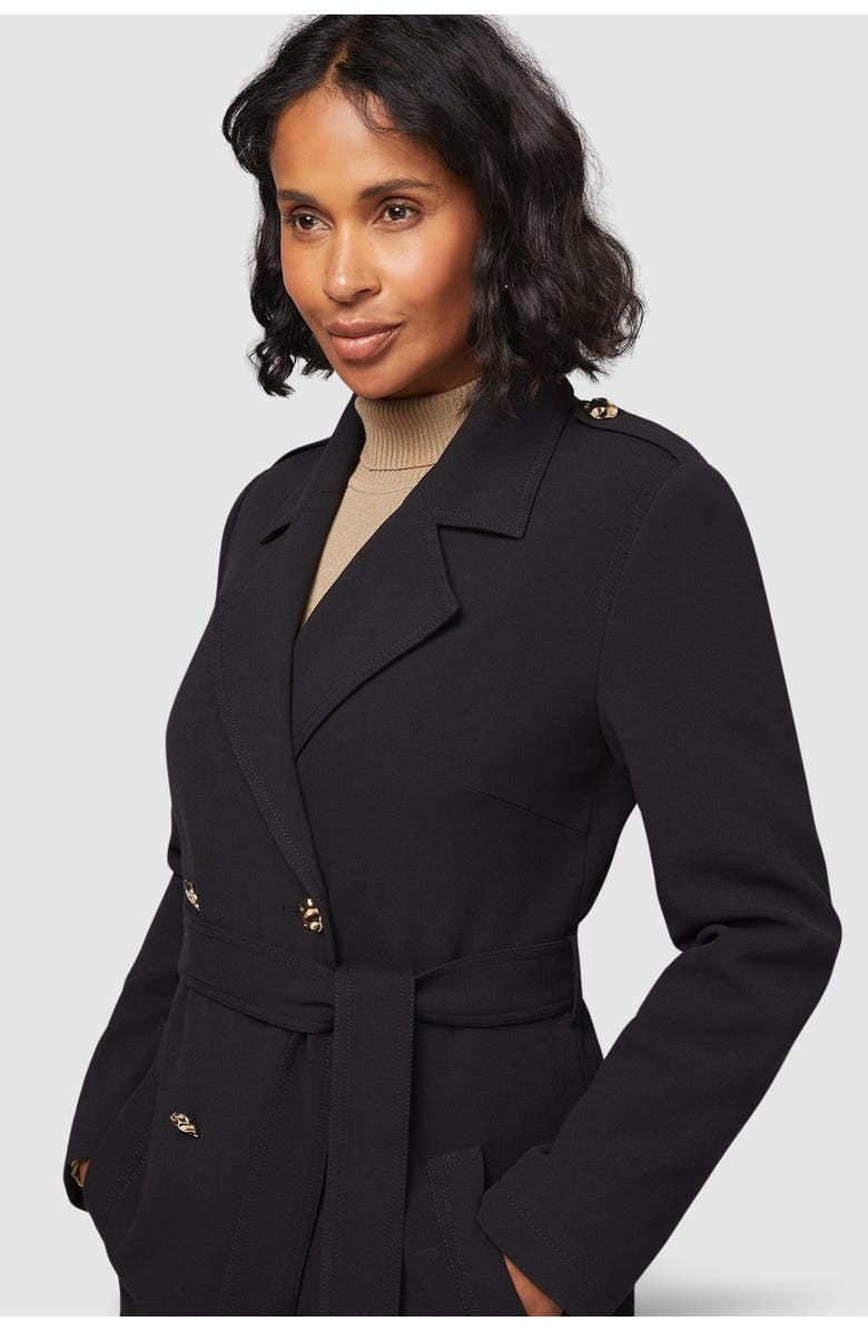 Wallis Double Crepe Trench Coat, Alternate, color, Black