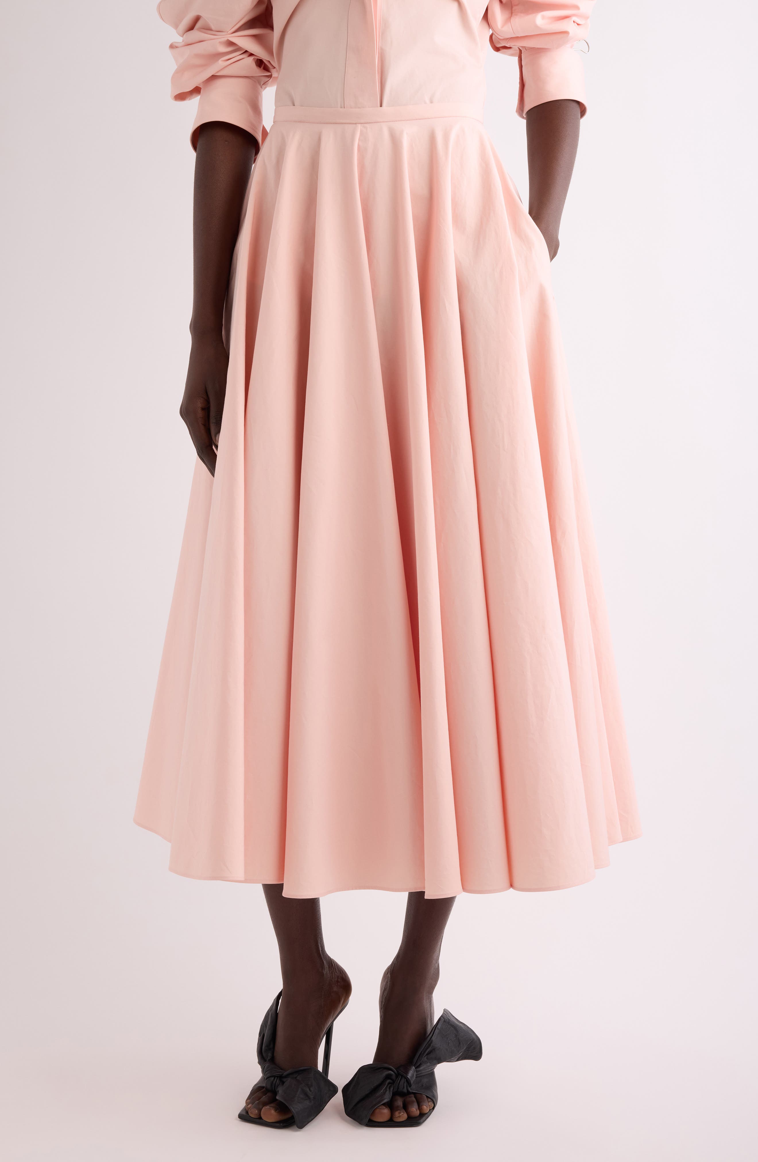Cotton Poplin Circle Midi Skirt