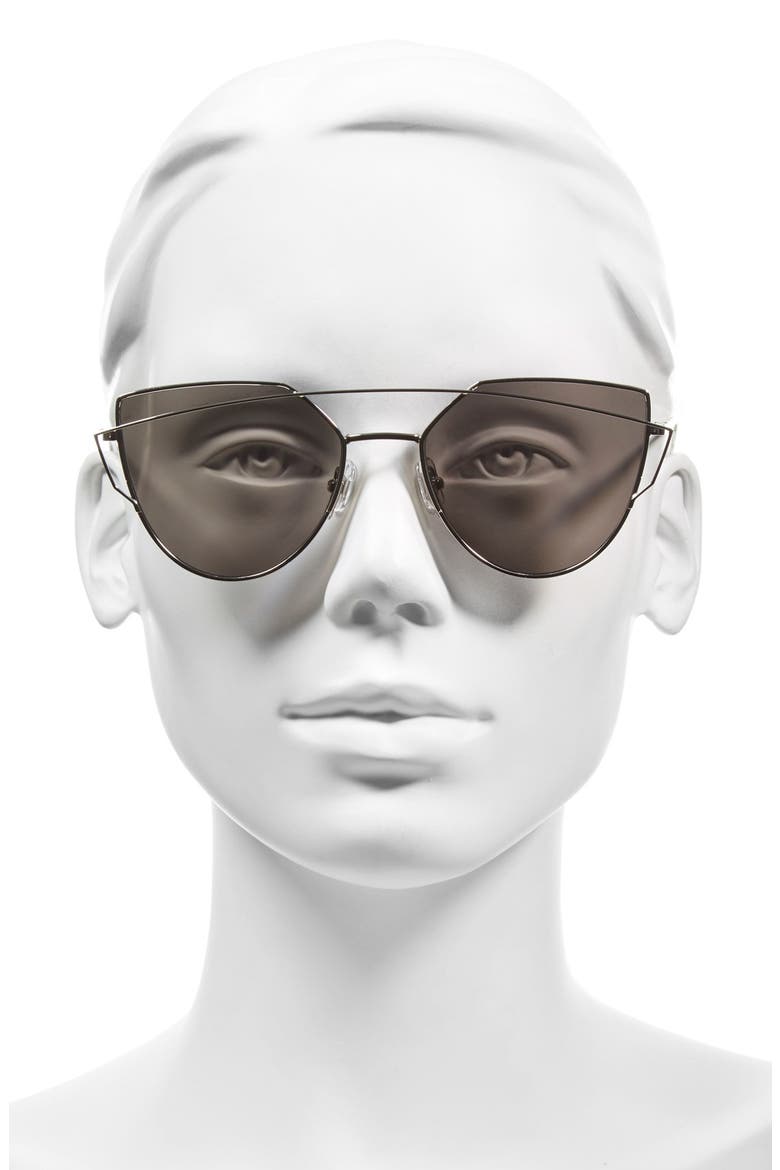 'Love Punch' 55mm Titanium Aviator Sunglasses, Alternate, color, SILVER