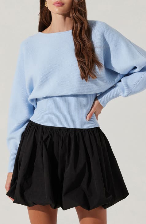 Reformation Light Blue Open selling Knit Blouson Sleeve Linen Pullover Sweater Small