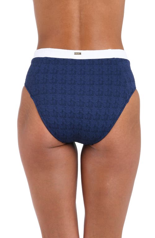 L Agence Vanessa Colorblock Chic High-waist Bikini Bottoms In Marine