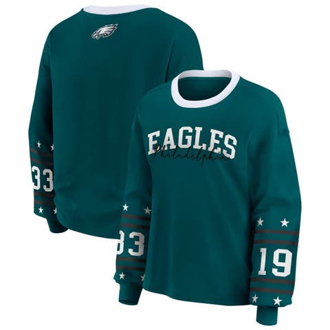 Women's WEAR by Erin Andrews Midnight Green Philadelphia Eagles Plus Size Sport Long-Sleeve T-Shirt