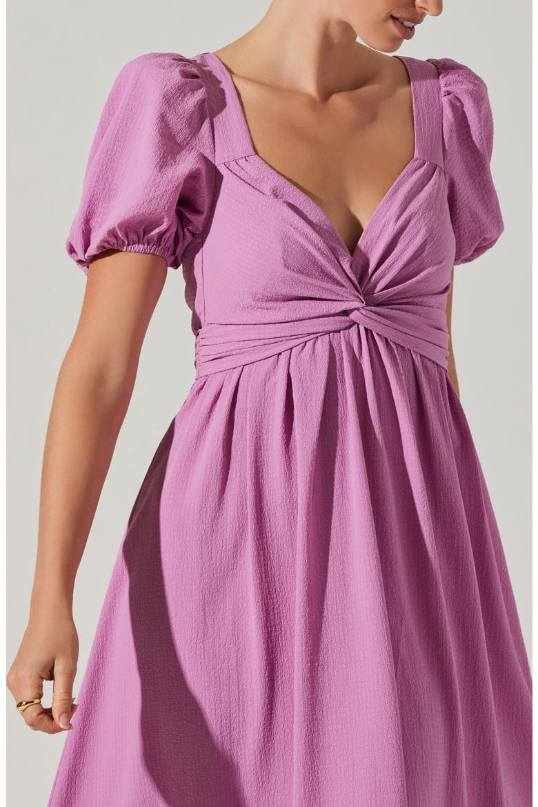 Tie Back Puff Sleeve Midi Dress, Alternate, color, ORCHID
