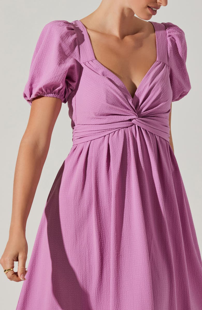 ASTR the Label Tie Back Puff Sleeve Midi Dress, Alternate, color, Orchid