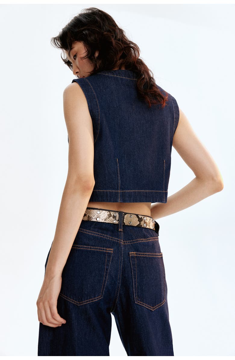 H&M Wide High Jeans, Alternate, color, Dark Denim Blue