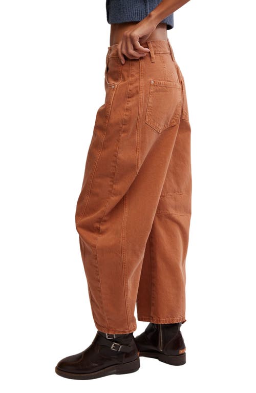 Shop Free People Good Luck Mid Rise Barrel Leg Jeans In Ginger Root