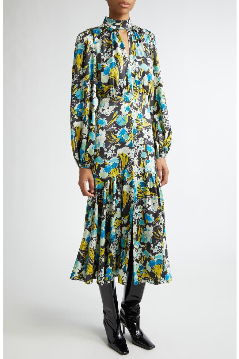 Molly Tossed Floral Long Sleeve Dress, Main, color, OBSIDIAN MULTI