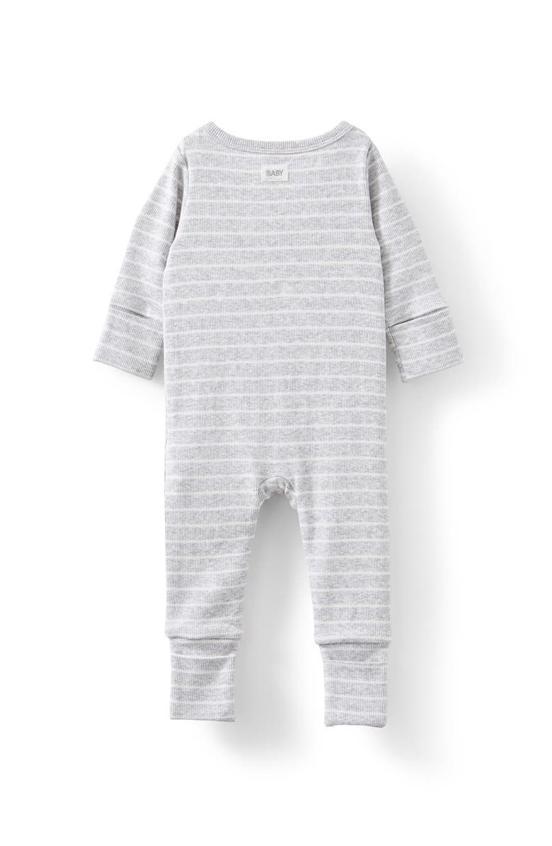 Cotton On Kids The Billie Long Sleeve Rib Romper, Alternate, color, Cloud Marle Vanilla Riley