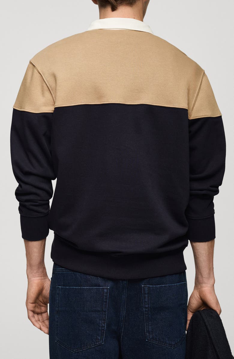 MANGO Colorblock Polo Sweatshirt, Alternate, color, 