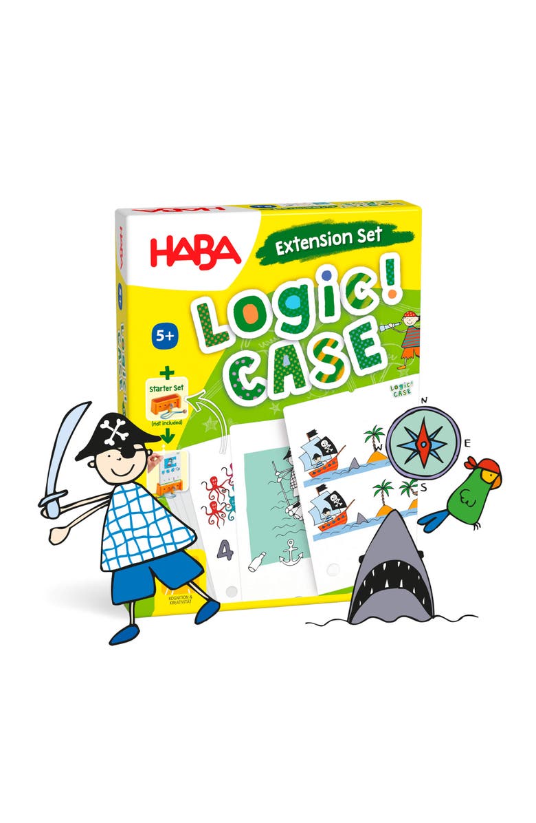 HABA Logic Case Extension Set Pirates for Ages 5+ Travel Games, Flash Cards for Kids, Brain Teaser Puzzle Games & Cool Card Games for Kids, Main, color,
