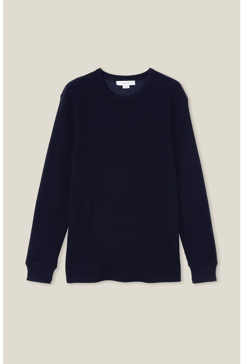 Men's Chunky Waffle Long Sleeve Tshirt, Alternate, color, WASHED BLACK WAFFLE